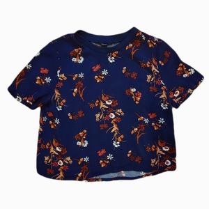 Forever21 deep blue orange floral top